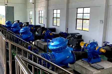 KPS系列單級雙吸離心泵在江西湖口潤泉城鄉一體化供水項目使用現場